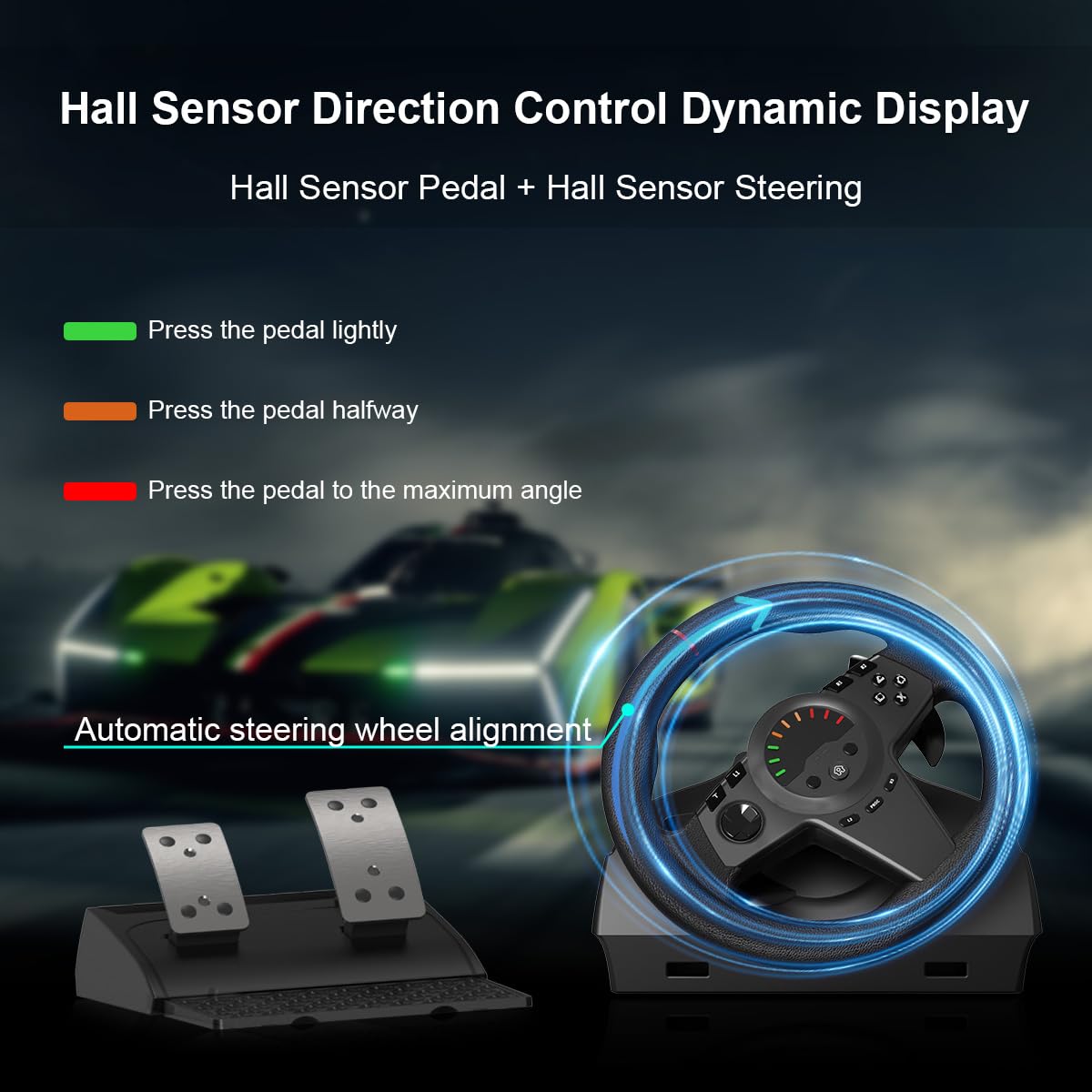 HQFYH PC Racing Wheel, Universal Usb Steering Wheel Car Driving Sim 270 Degree Racing Wheel with Pedals for PS3, PS4, Xbox One, Xbox Series X|S, Switch