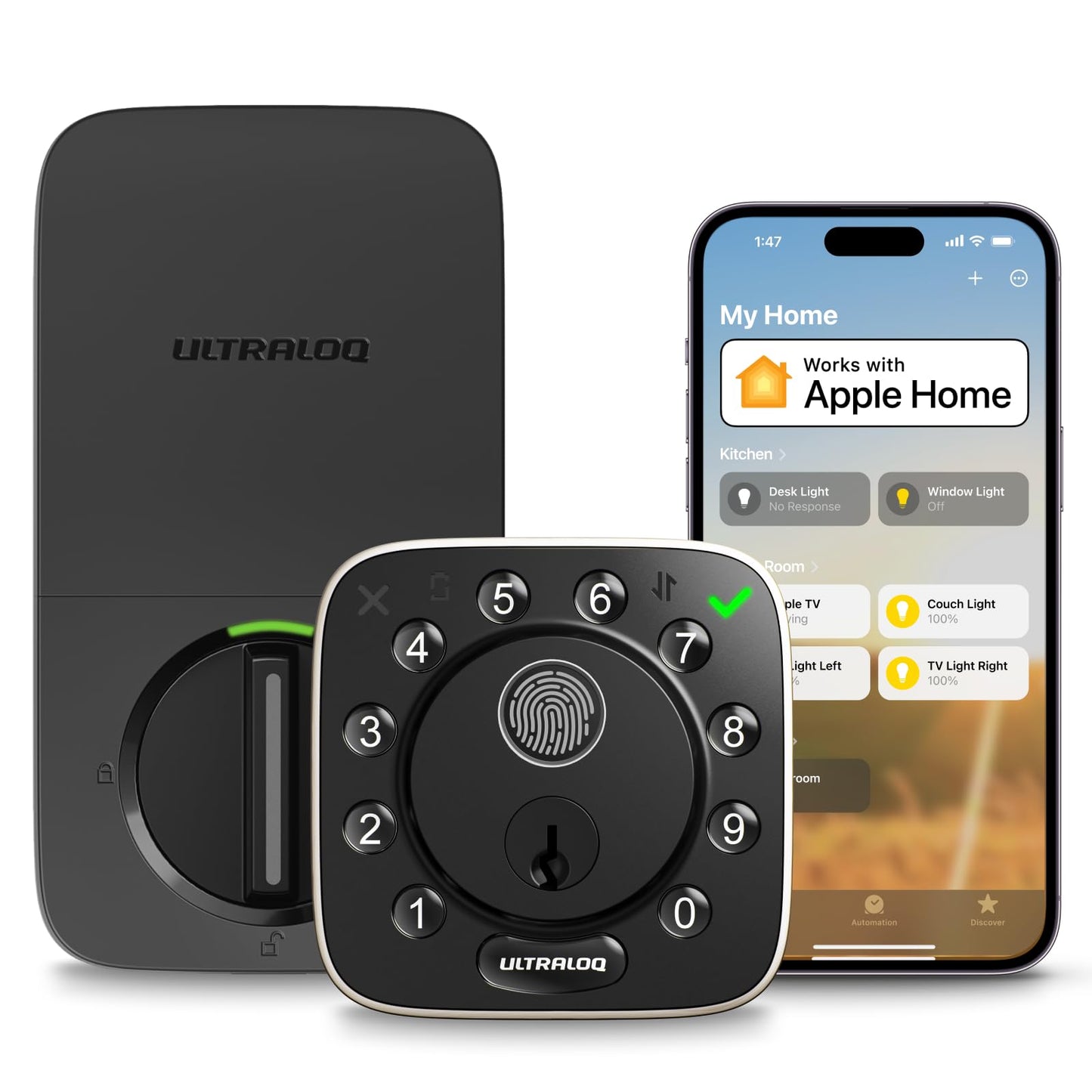 ULTRALOQ Bolt Fingerprint WiFi Smart Lock, Works with Apple Home, Siri, Alexa, 8-in-1 Keyless Entry with Fingerprint ID, App Remote Control, Keypad Deadbolt, BHMA Cert., Easy Install, 10 Mo. Battery