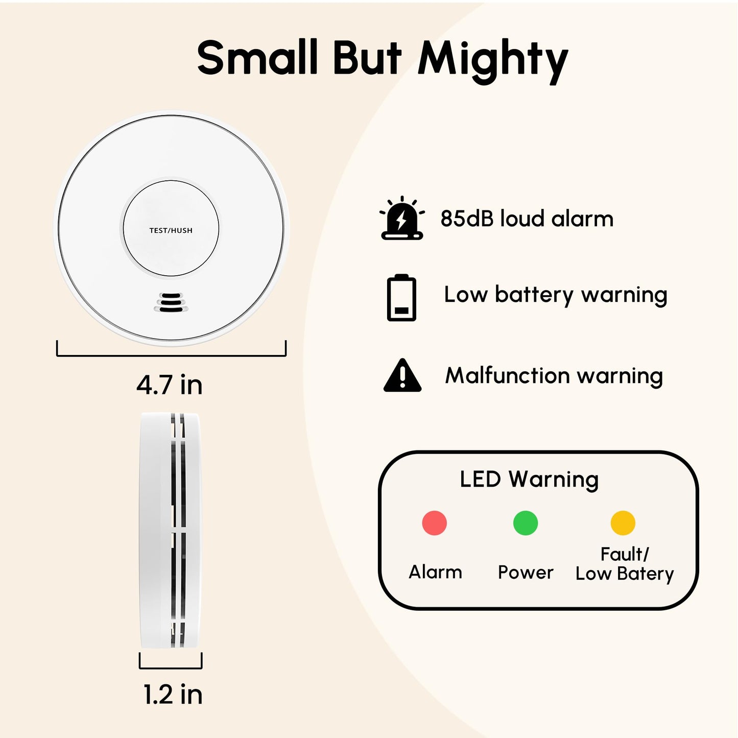 KARUOTOP 10-Year Battery Smoke and Carbon Monoxide Detectors, Fire Alarm CO Detector with Large Test/Silence Button, Easy Adhesive or Screw Mount, 4-Pack