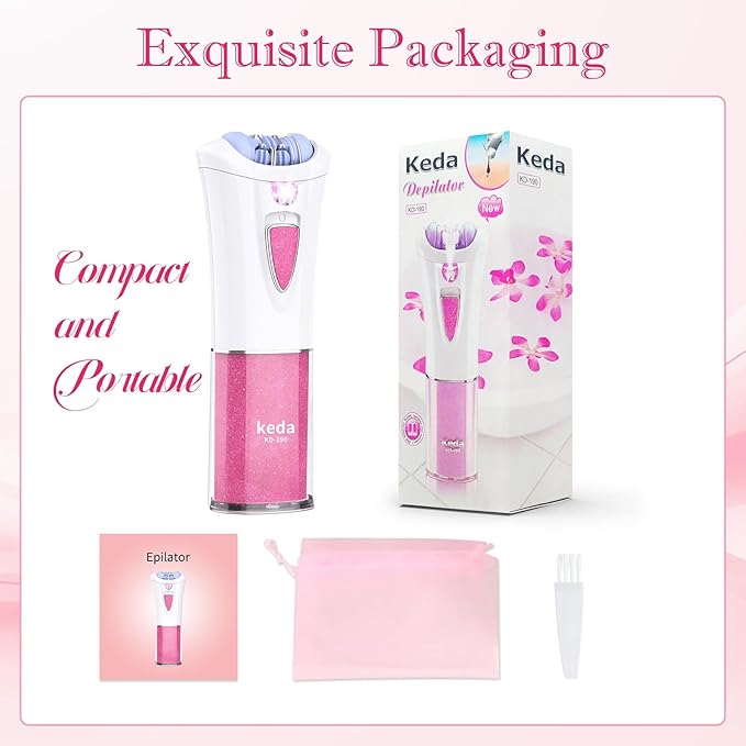 Skin Epilator, 2025 New Skin Hair Remover for Face, Facial Hair Removal for Women with LED Light, Cordless Epilators Hair Removal for Facial, Arms, Legs and Bikini (Pink)