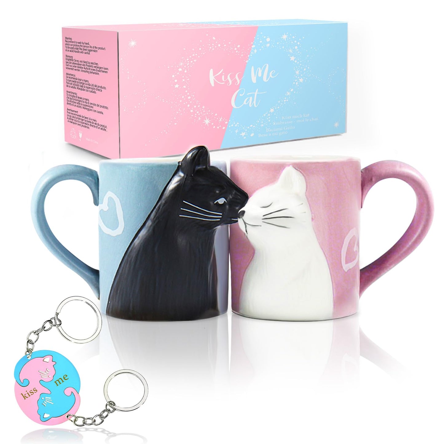 Couple Gifts Kissing Cat Coffee Mug Set Engagement Gifts for Couples Mr and Mrs Presents Anniversary Wedding Gift for couple 2025 Cute Mugs Gift Cat Mugs for cat Lovers