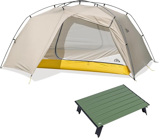 iClimb 1 Mini Folding Table and 1 Ultralight 3 Season Tent, Ultralight Compact for Adults Outdoor Camping Backpacking Hiking