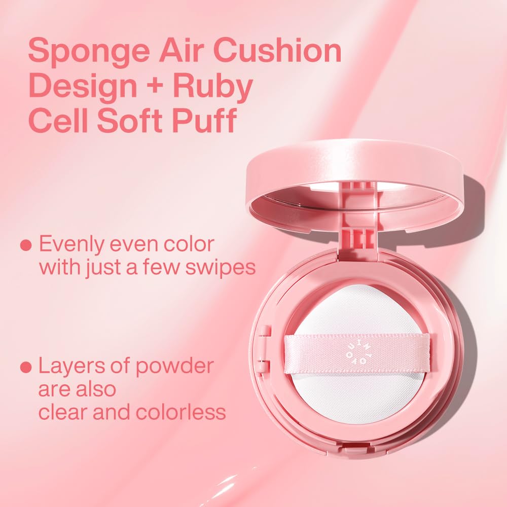 INTO YOU Cream Blush Air Cushion for Cheeks Eyes, Moisturizing, Lightweight, Dewy Finish Face Makeup, Long Wearing, Buildable, Blendable, Pigmented Liquid Blush, for All Skin Tones, Spring Apricot