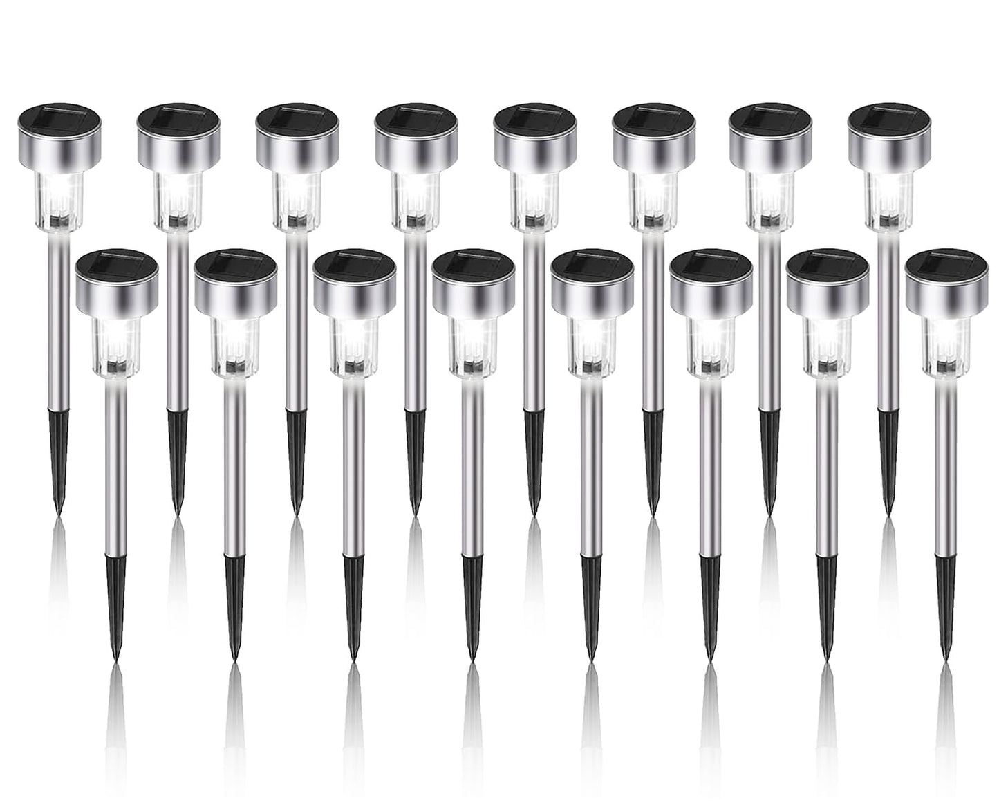 Solar Lights Outdoor Waterproof, Stainless Steel LED Landscape Lighting, Solar Garden Lights, Outdoor Valentines Day Decorations for Yard, Pathway, Walkway, Patio , Lawn - 16 Pack ( Cold White )