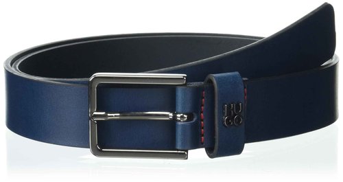 HUGO Stacked Logo Thin Buckle Leather Belt