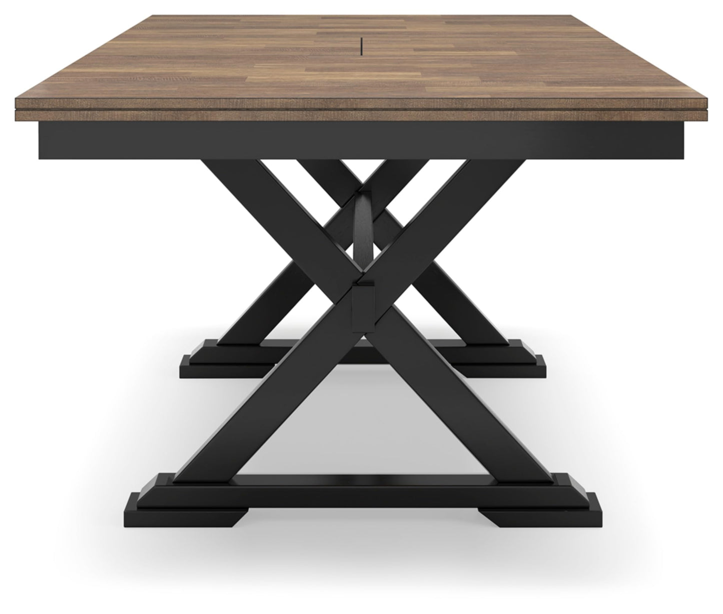 Signature Design by Ashley Wildenauer Farmhouse Dining Extension Table with Self-Storing Butterfly Leaf for 6-8 People, Black & Dark Brown