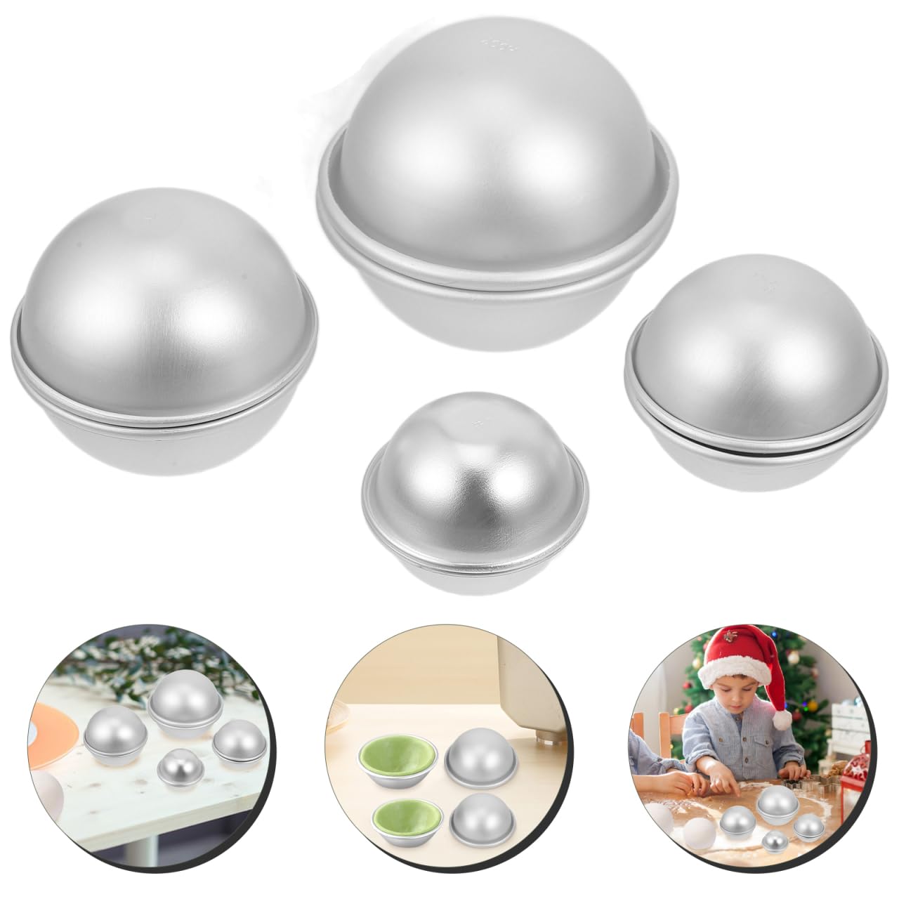 Tofficu 8Pcs Dome Cake Pan - Aluminum Cake Ball Mold - 1.77+2.16+2.55+3.14 Inch Half Ball Cake Pan - Football Cake Pan - 3d Round Shape Cake Mold for Birthday Wedding Anniversary DIY Cake Baking Tool