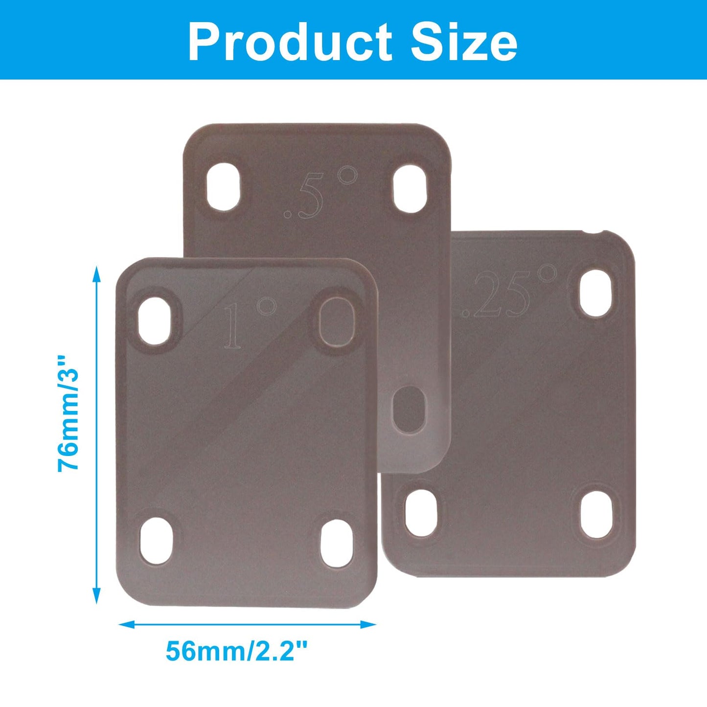 Piutouyar 3 Pack Guitar Neck Shims, Brown Nylon Gasket Neck Shim Protection, 0.25, 0.5, 1 Degree Neck Plate Tool For Guitar Bass
