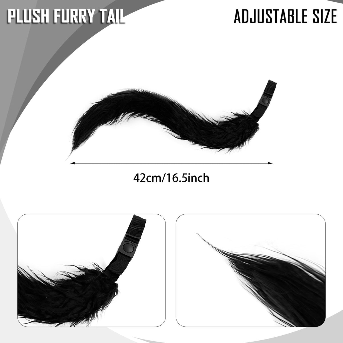 HyperFun Therian Mask and Tail Set Furry Fox Cat Mask Gloves Cosplay Costume Halloween Party (Black)