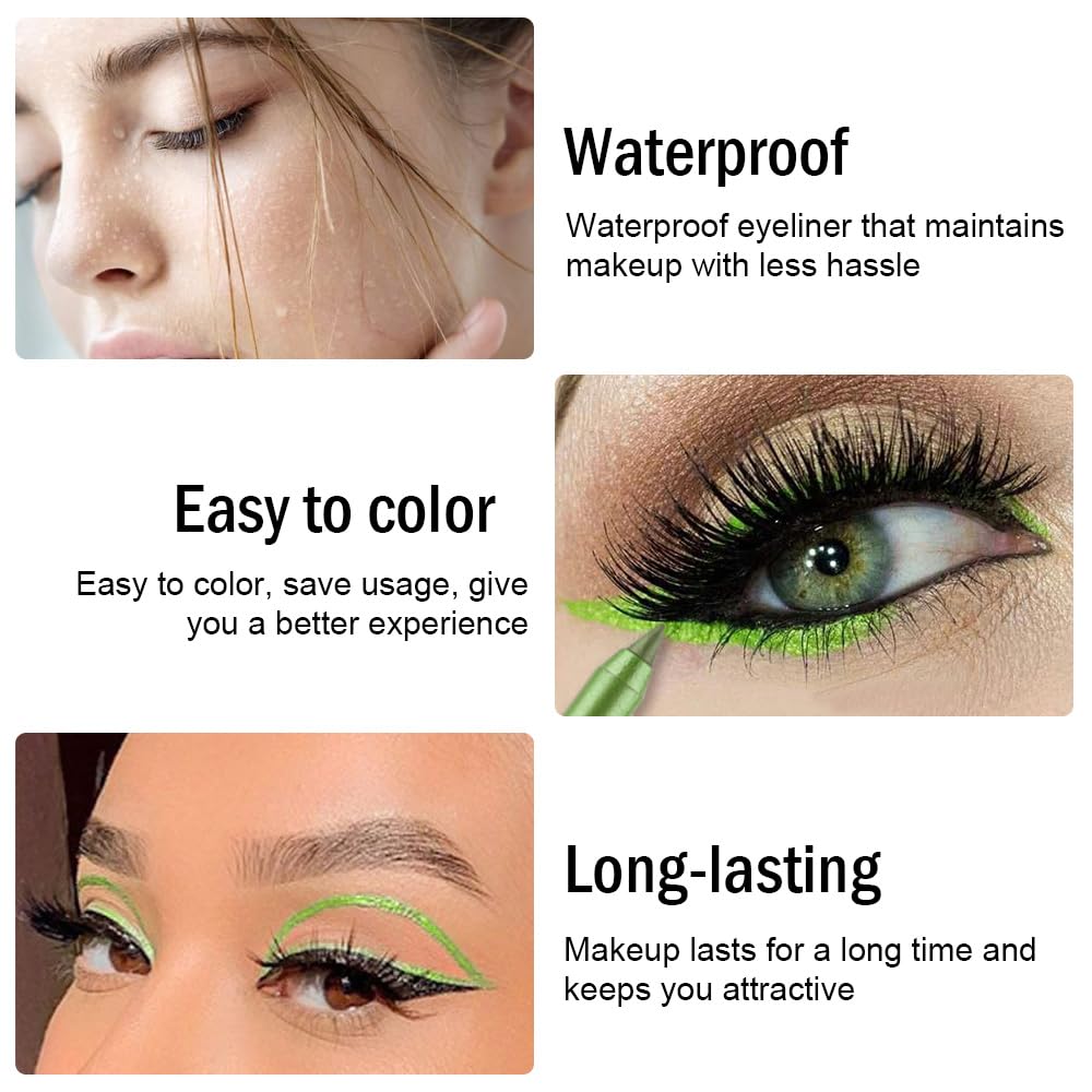 Kaely Gel Eyeliner Pencil for Women, Apple Green Eye Liner Waterproof Smudge Proof with Sharpener, Waterline Eye Makeup Liners,