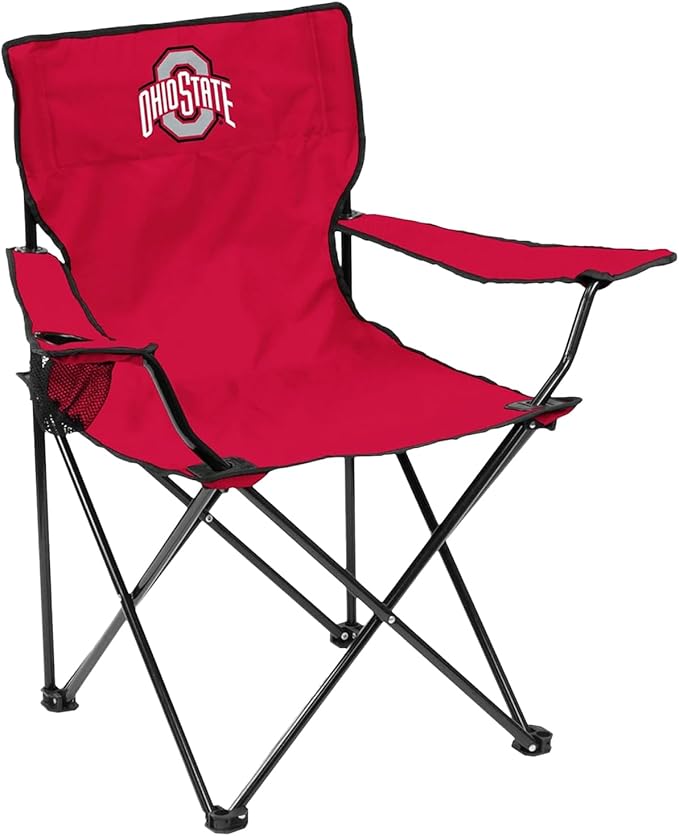 Logo Brands NCAA Portable Quad Chair – Folding Tailgate Chair with Armrests, Built-In Cup - Includes Carry Bag
