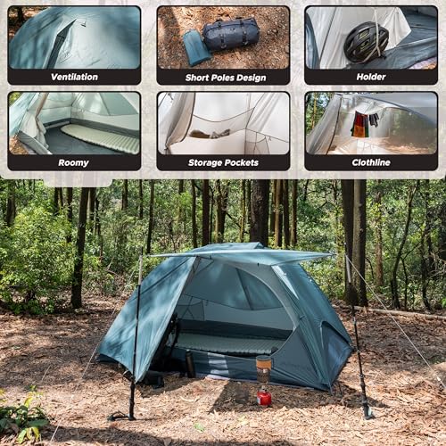 Montiro Wander Hawk 2-Person Backpacking Tent, Lightweight 2 Person Tent for Bikepacking Backpacking Camping & Hiking
