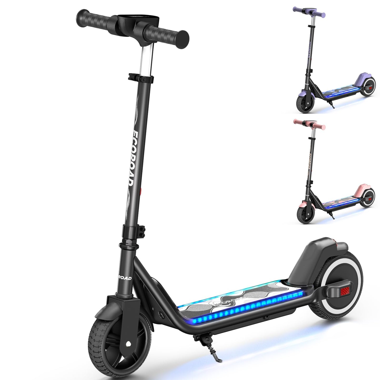 ECOROAD EK6 Kids Electric Scooter for 6-12, 3/6/10mph Speeds for Ultimate Comfort, Adjustable Height Electric Scooter, 150W & Dual Brake Safety, for Growing Adventurers（Rider:3.9-5.2 ft）