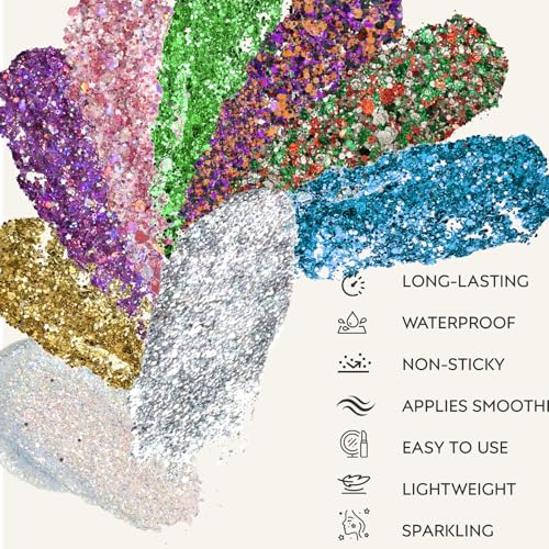 Silver Body & Face Glitter Stick,【Waterproof】【Long-Lasting】【Sparkling】 for Singer Concert Outfits, Festival Rave Mermaid A...