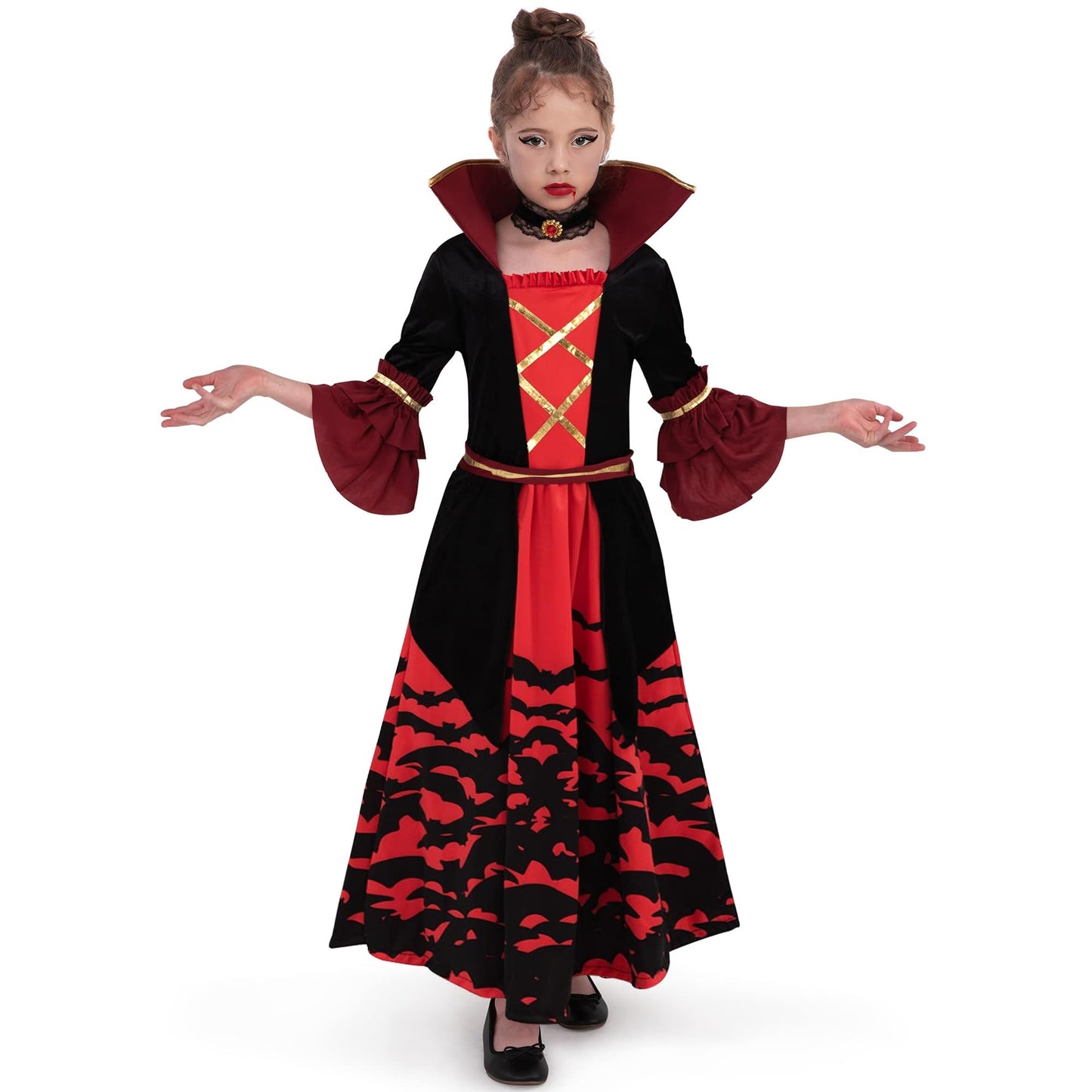 Spooktacular Creations Halloween Royal Scary Vampire Costume Set for Girls, Kids Victorian Vampiress Queen for Dress Up