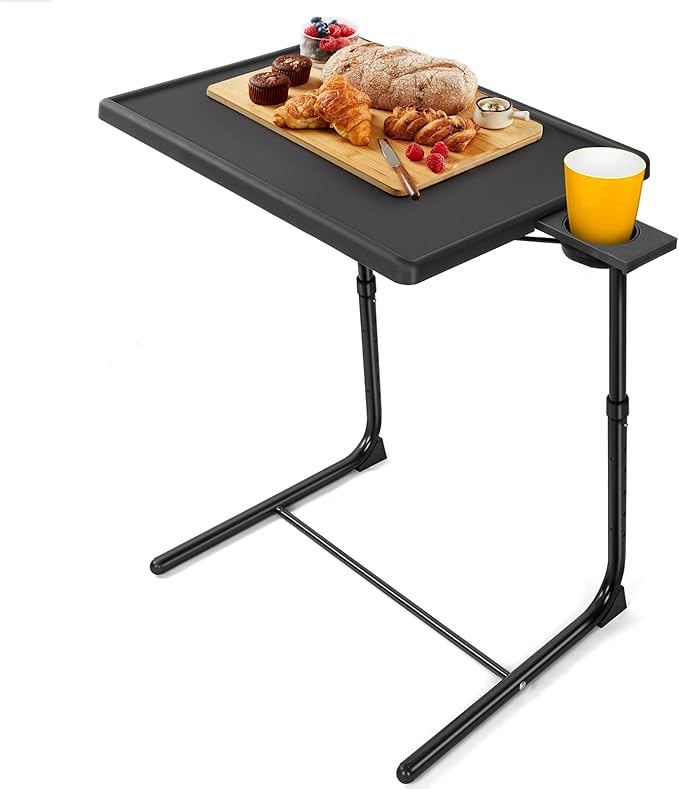 LORYERGO TV Tray - TV Table, Folding Table Trays, w/6 Height & 3 Tilt Angle, TV Tray Table w/Cup Holder, Dinner Tray for E...