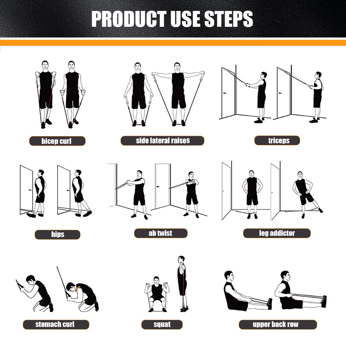 WHATAFIT Resistance Bands, Exercise Bands，Resistance Bands for Working Out, Work Out Bands with Handles for Men and Women Fitness, Strength Training Home Gym Equipment