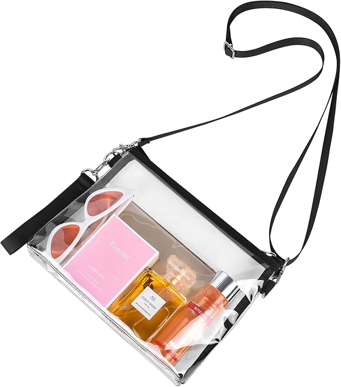 Bagenius Clear Purse Stadium Approved, Clear Bag with Removable Straps, Coin Purse for Work Stadium Events and Concert