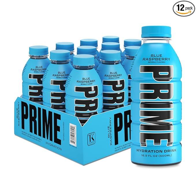 PRIME Hydration BLUE RASPBERRY, Sports Drinks, Electrolyte Enhanced for Replenishing Fluids, 250mg BCAAs, B Vitamins, Anti...