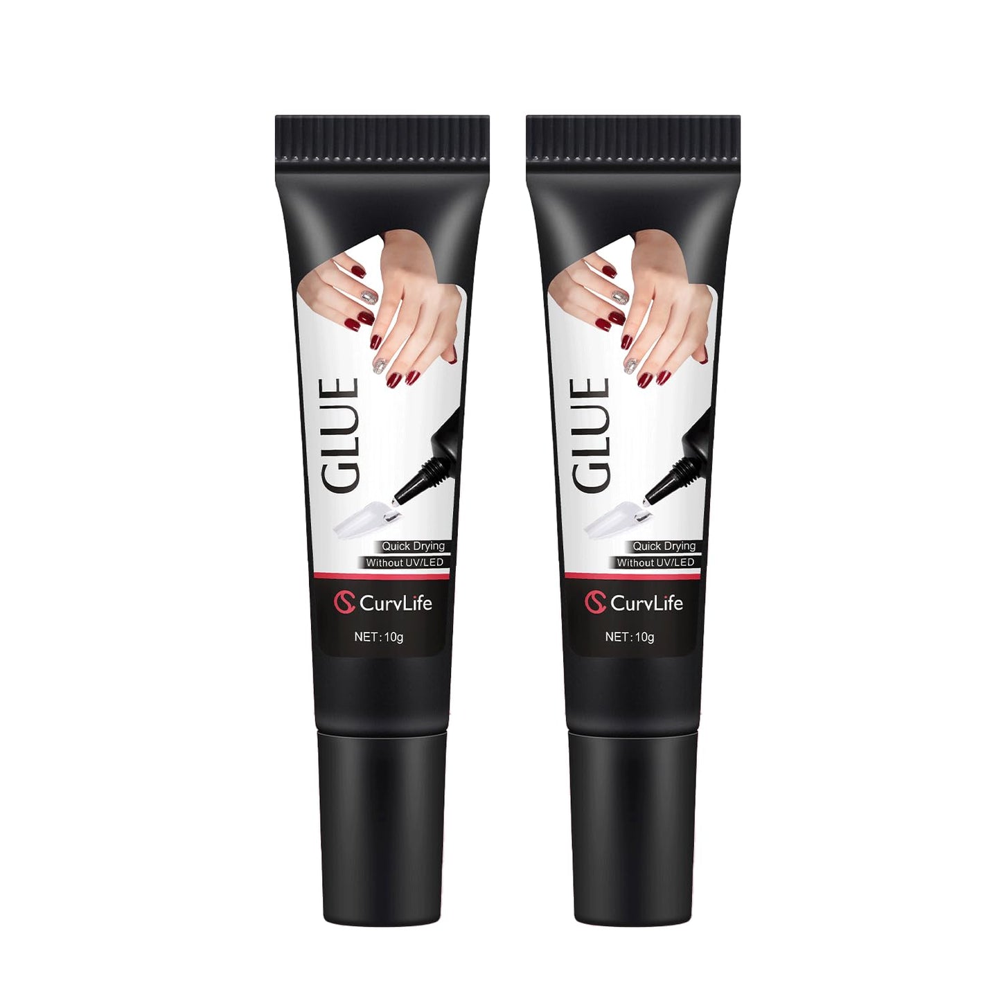 Curvlife Upgraded Super Strong 10g Semi Solid Nail Glue, 2pcs Best Soft Gel Nail Glue for Press on Nails - No UV Light Needed, L