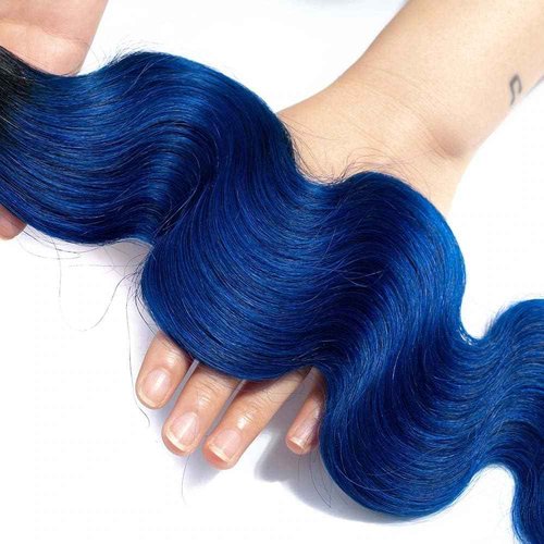 Habiliana Bundles Human Hair 20 22 24 Inch Body Wave T1B Blue Human Hair Bundles 11A Unprocessed Brazilian Virgin Quick Weave Hair Extensions for Black Women