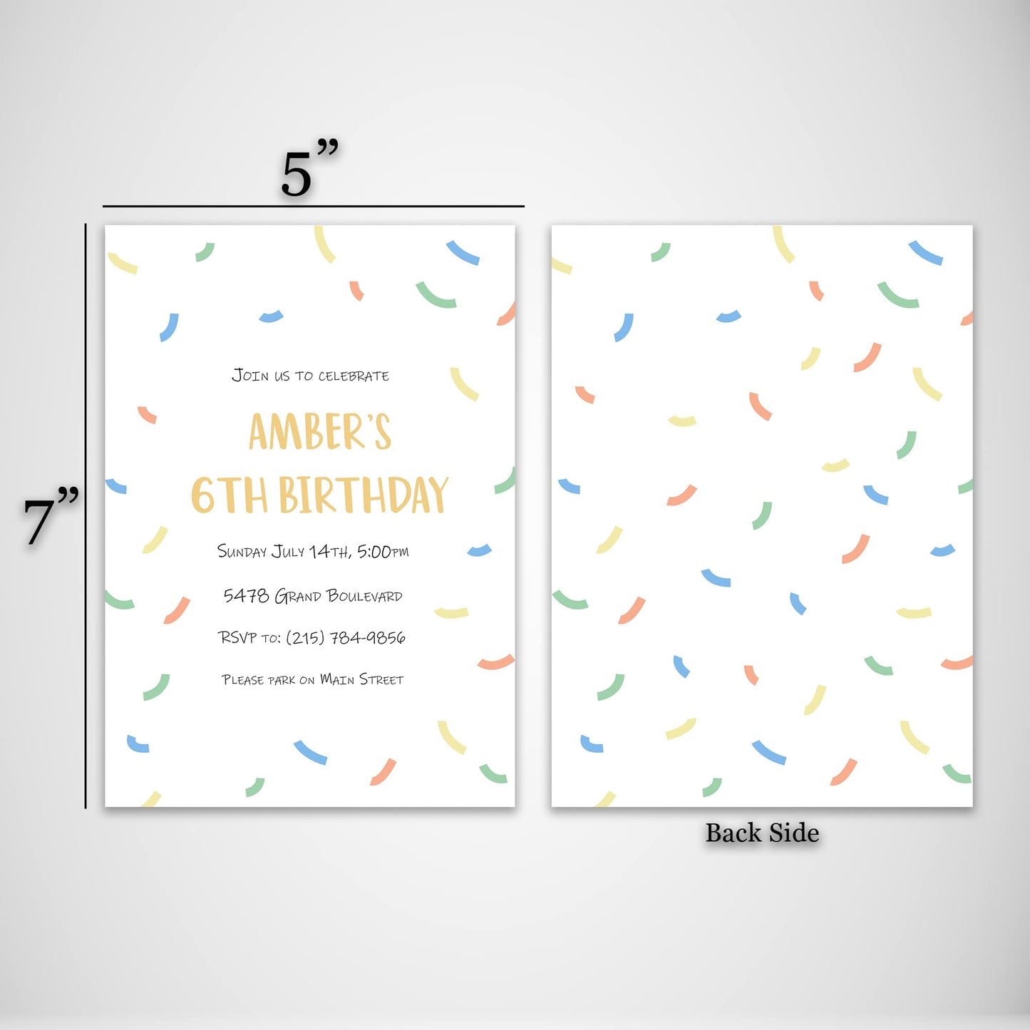 DISCOUNTCARDSTOCK.COM Custom Personalized Birthday Invitations - 25 Premium Invites & 25 White Envelopes - All Age Designs - Made in the U.S.A. (Confetti)