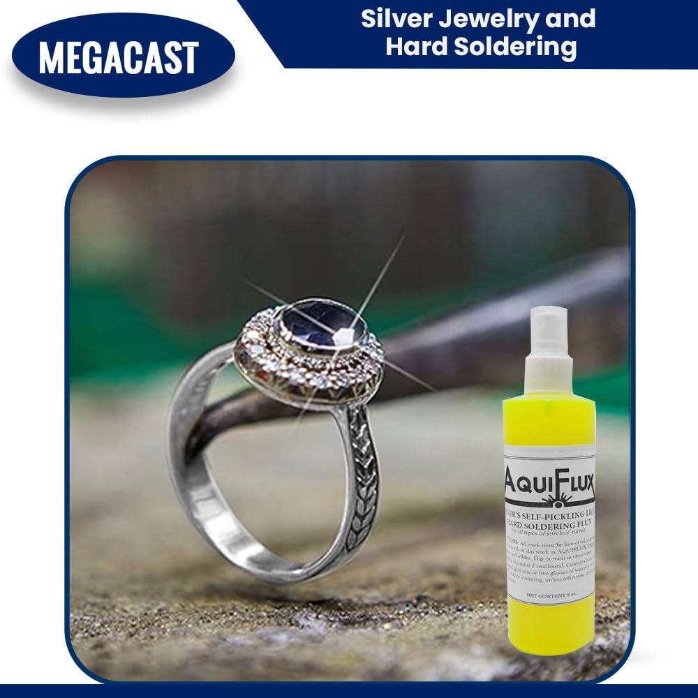Aquiflux Self Pickling Flux for Precious Metals Gold Silver Jewelry and Hard Soldering 8 Oz Megacast (275 ml)