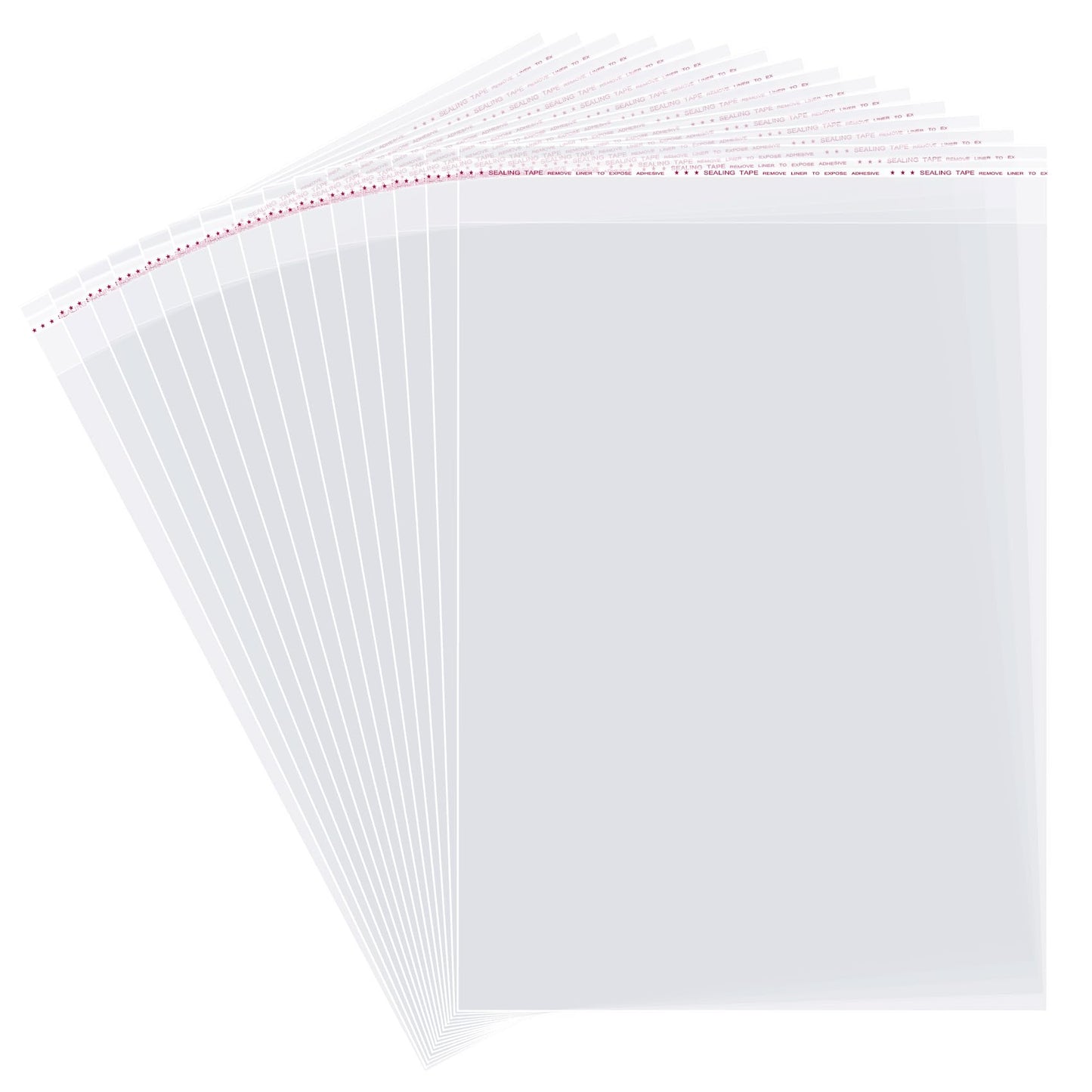 Clear Resealable Cellophane Plastic Bags for Packaging Shirts, Clothing and Products,100 Pcs 12x16 Inches Large Self Sealing Cellophane Bags