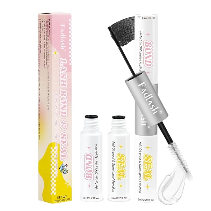 FADLASH Lash Bond and Seal Waterproof 12ml Cluster Lash Glue for Eyelash Clusters Strong Hold Eyelash Glue Long Lasting
