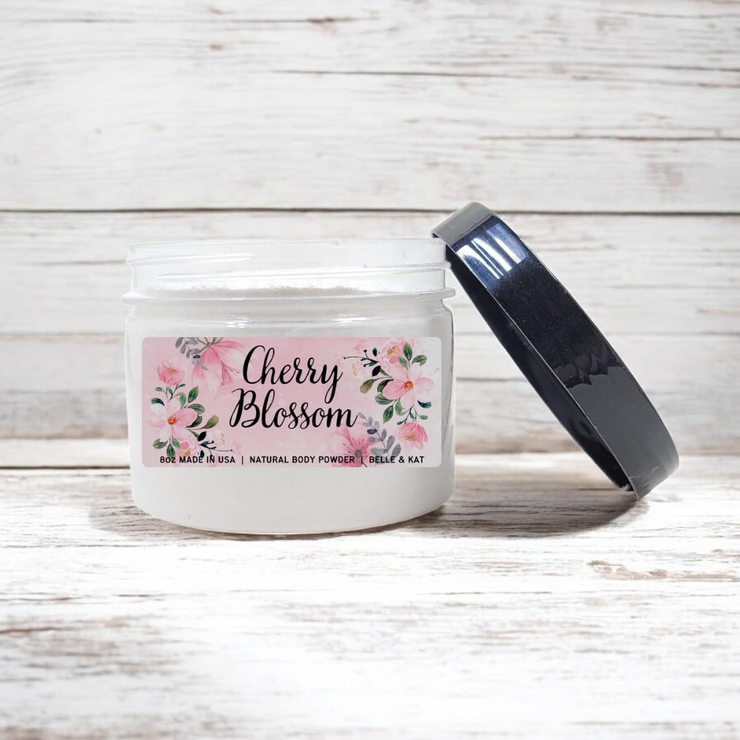 Cherry Blossom - Scented Body Dusting Powder for Men & Women - 8oz Large Container with Lid - Made in USA
