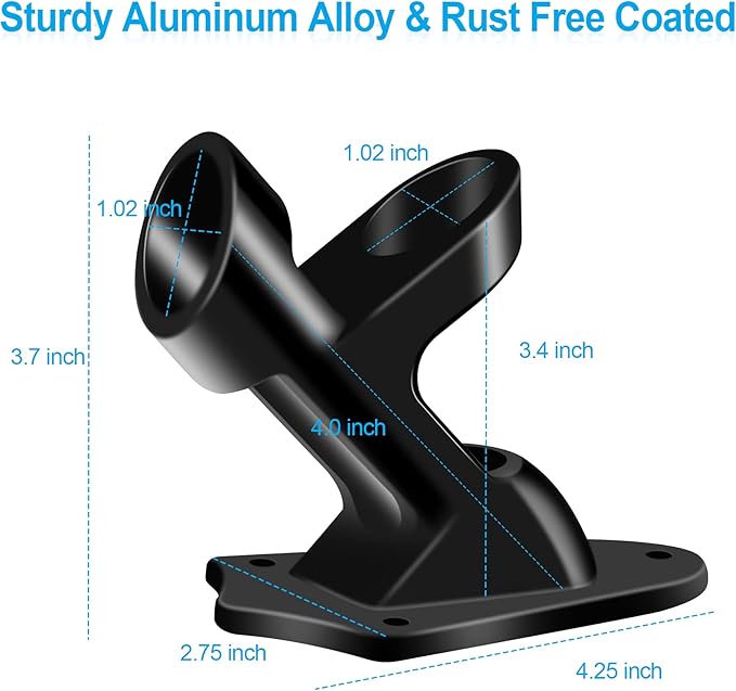 Flag Pole Holder Brackets, BONWIN 1" Flag Pole Mounting Bracket with Hardwares for House Wall Mount, 1" Inner Diameter, Two Positions & Aluminium Alloy, Rust Free Coated (Black - 2 Pack)