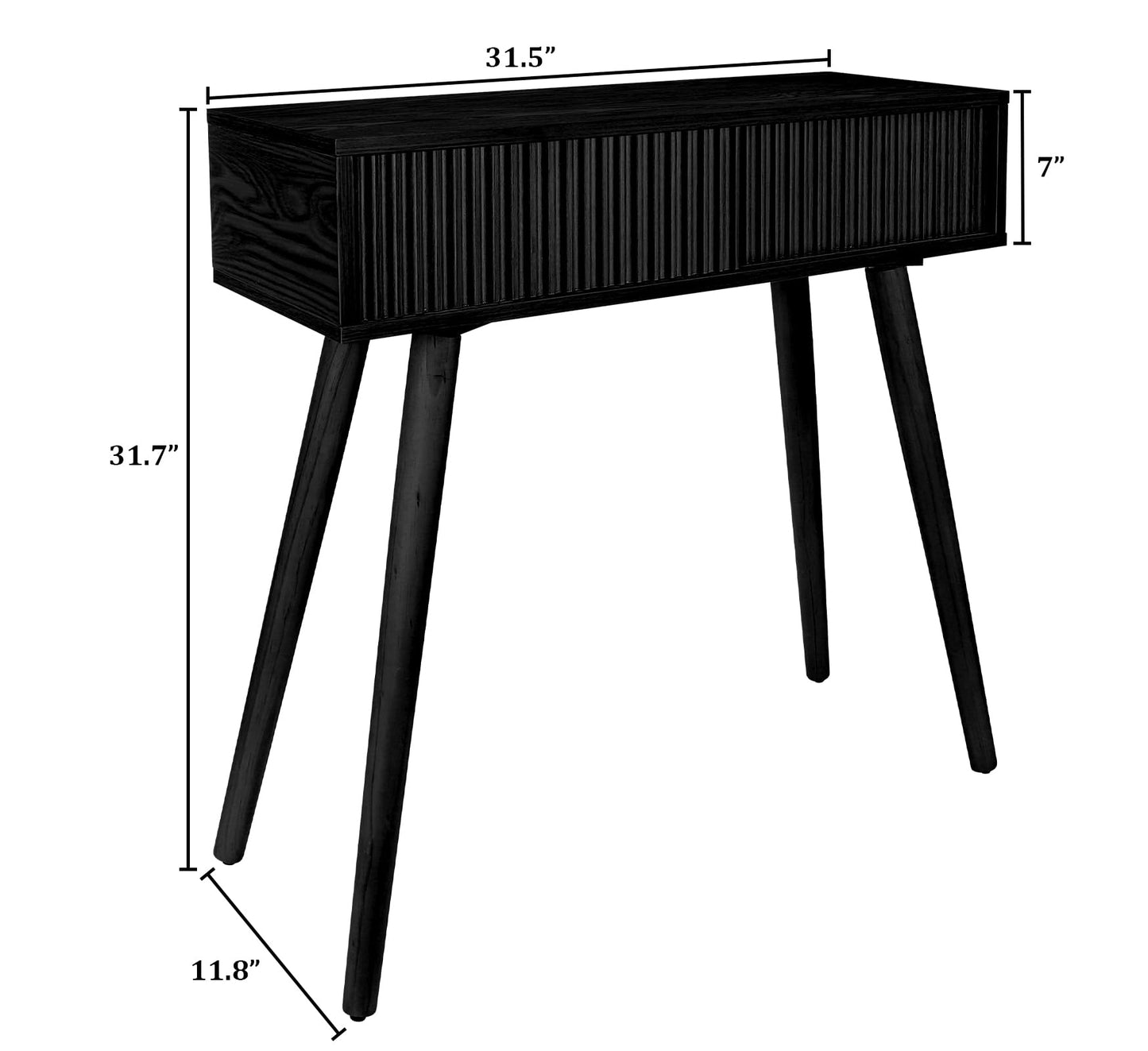 Console Table, Small Console Tables for Entryway, 31" Vanity Desk Fluted Dresser Side Table, Black Entry Table Narrow Console Table Modern Hallway Table Modern Sofa Table for Living Room(Black)