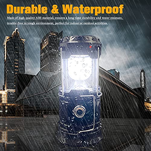 Collapsible Portable LED Camping Lantern XTAUTO Lightweight Waterproof Solar USB Rechargeable LED Flashlight Survival Kits...