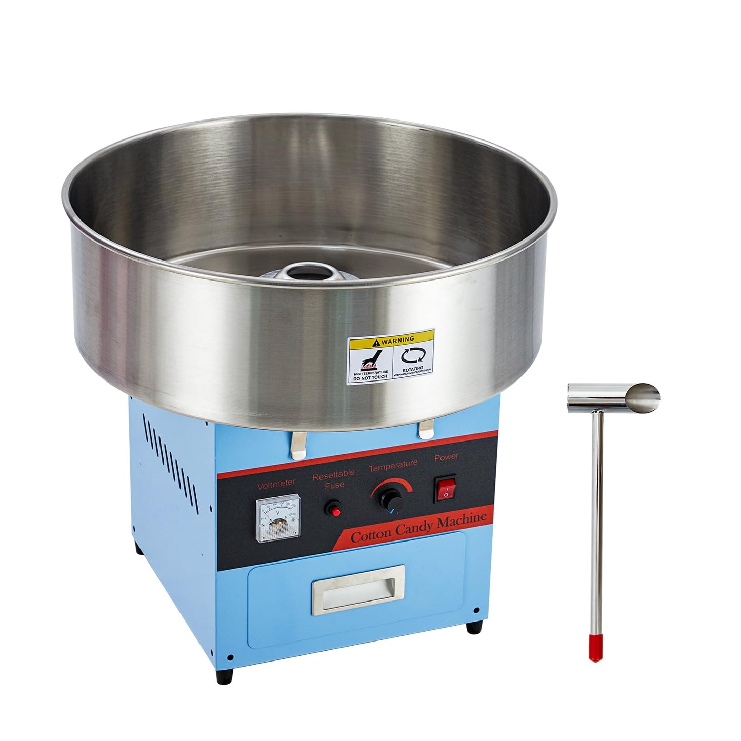 Electric Cotton Candy Machine - Commercial 980W Floss Maker, Stainless Steel Bowl, Sugar Scoop, Drawer, Ideal for Home, Kids Birthday(Without lid)