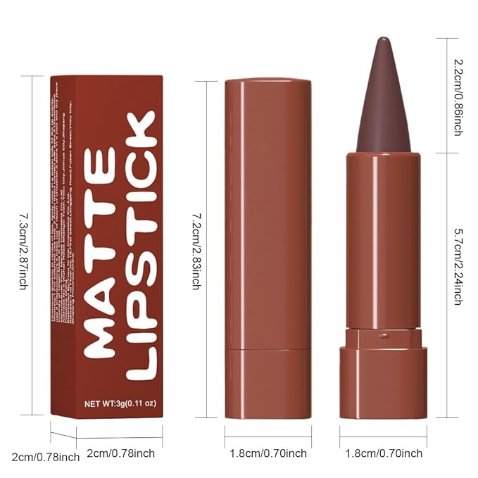 evpct Maroon Gradient Matte Lipstick Lip Liner Crayon Combo Pencil Set for Women Long Lasting Waterproof, Chestnut Brown Matte Cream Lip Liner and Lipstick Combo Makeup Flawless Gradual Ombre Effect