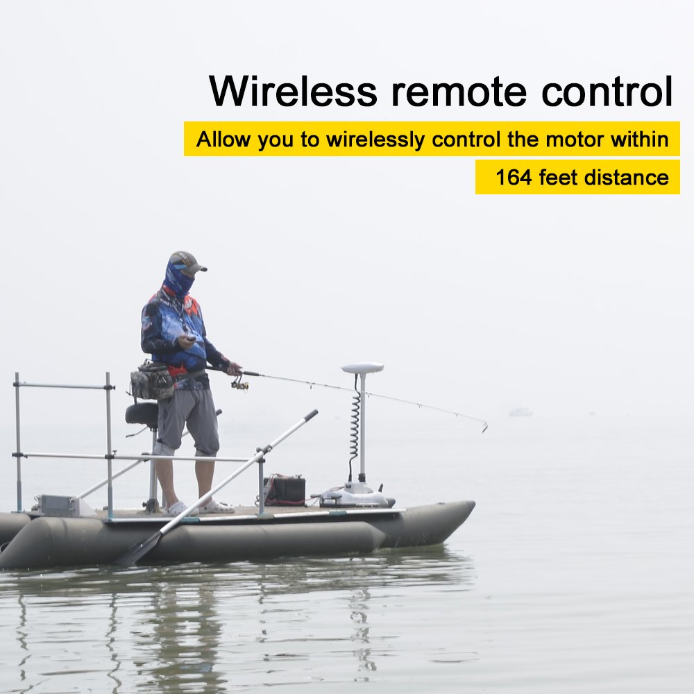 Zichen Haswing CaymanB Bow-Mount Trolling Motor with Wireless Remote, Quick Release - 80LBS Thrust, 54in. Shaft, for Fishing Boat in Freshwater & Saltwater