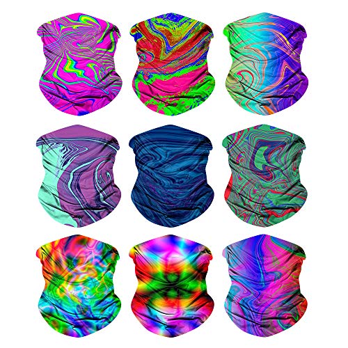 Sojourner Neck Gaiter, Bandana, Buff (9 Pack) - Face Cover for Men, Women, and Teens - Neck Warmer UV Sun Protection Gator