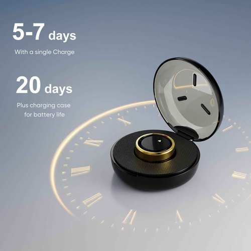 POBOVi Smart Ring for Women Men- Sleep/Fitness/Stress/Heart Rate Tracker- Menstrual Records - 7 Days Battery Life - Wireless Charging - No APP Subscription - iOS & Android Compatible (Gold, Size 11)
