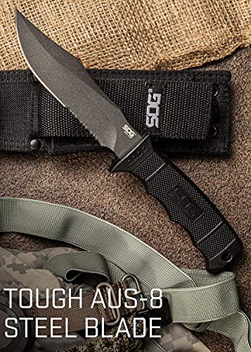 SOG Fixed Blade Knives with Sheath - SEAL Pup Tactical Knife, Survival Knife and Hunting Knife w/ 4.75 Inch Blade and Knif...