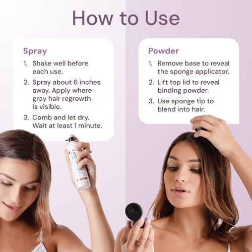 Style Edit Root Concealer Spray and Root Touch Up powder, to Cover Up Roots and Grays, Dark Brown Hair Color.