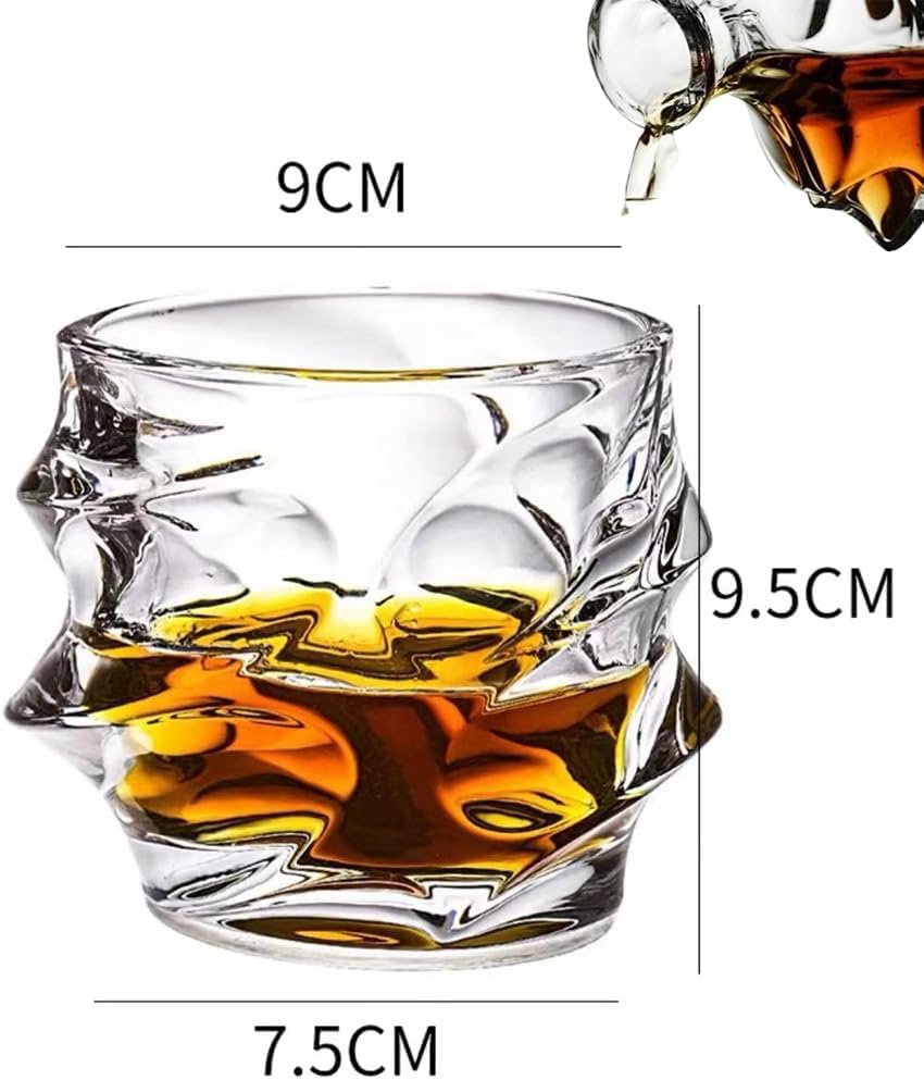 NNLLY Storm Japanese Crystal Whisky Glass, Old Fashioned Whiskey Glasses, Bourbon Gifts for Men, Unique Stemless Wine Glass Set (4PCS)