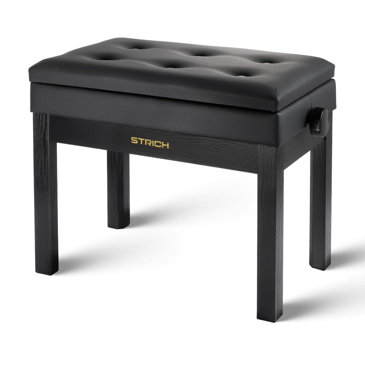 Strich Adjustable Piano Bench With Storage, Wooden Keyboard Bench With Bookcase Stool Chair Seat With High-Density Sponges Cushi