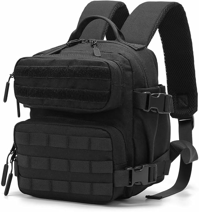 FLWVOG 9L Mini Backpack for Men and Women, Small Backpack for Gym Hiking Travel Sports Running (Black)