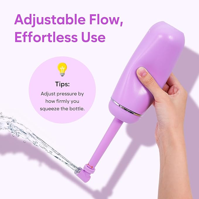 Easy@Home Portable Travel Bidet: Peri Bottle for Postpartum Essentials - Handheld Sprayer Kit for Perineal Care & Personal Hygiene | 380ml (12.8oz) | Women & Men | EPB-01 Pink