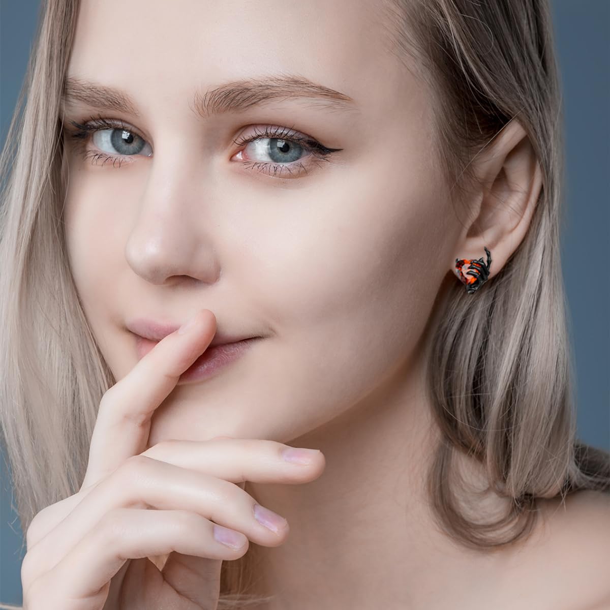 OHAYOO Skeleton Hand Earrings 925 Sterling Silver Skull Stud Earrings, Goth Earrings for Women & Men, Gothic Jewelry Gift, Perfect for Prime Shopping Halloween