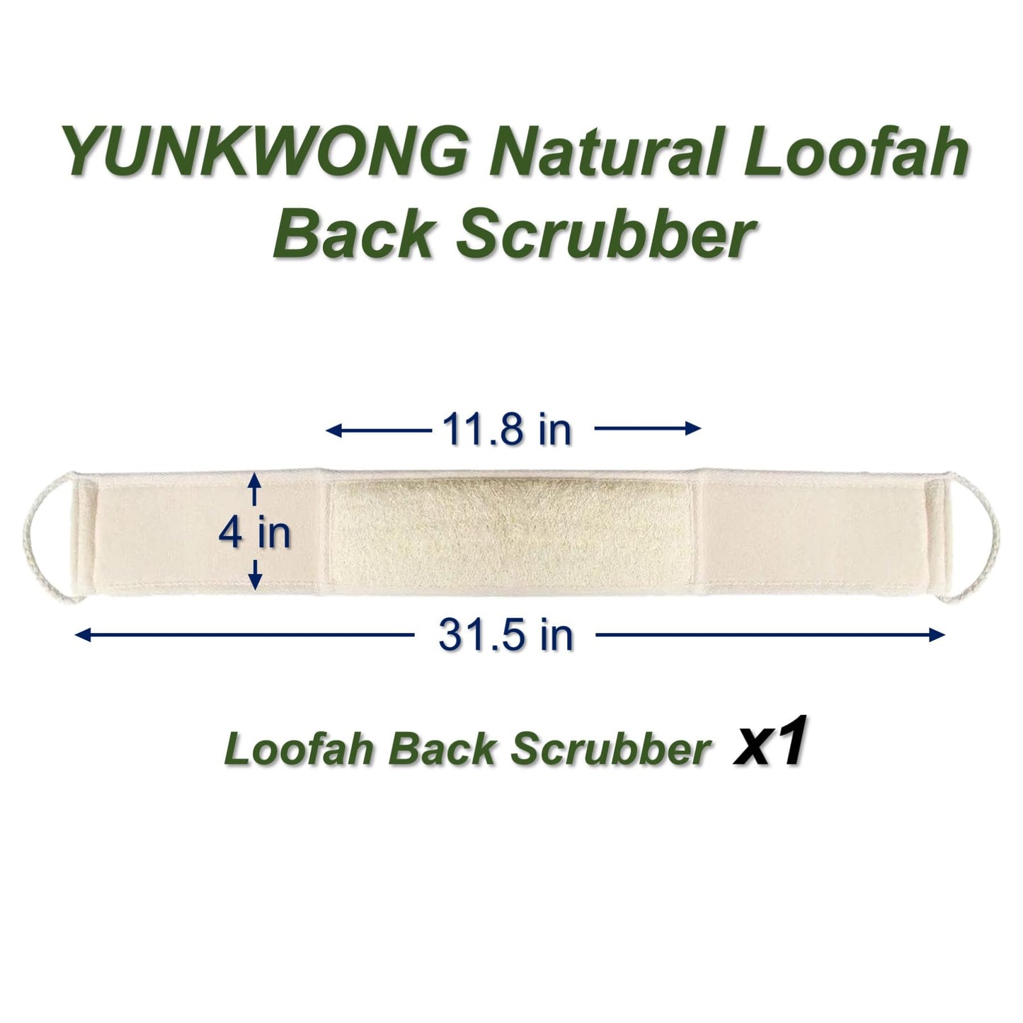 YUNKWONG Natural Loofah Sponge, Exfoliating Body Scrubber for Men Women, Loofah with Handle, Exfoliating Back Scrubber for Showe