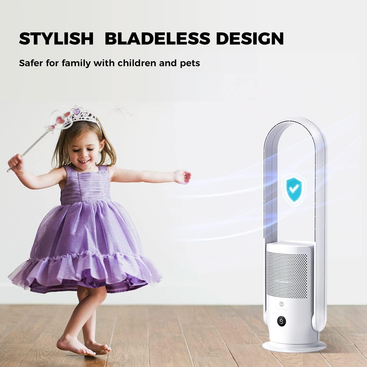 U Ultty Bladeless Tower Fan And Air Purifier In One, True Hepa Filter 99.97% Smoke Dust Pollen Dander, Oscillating Tower Fan Wit