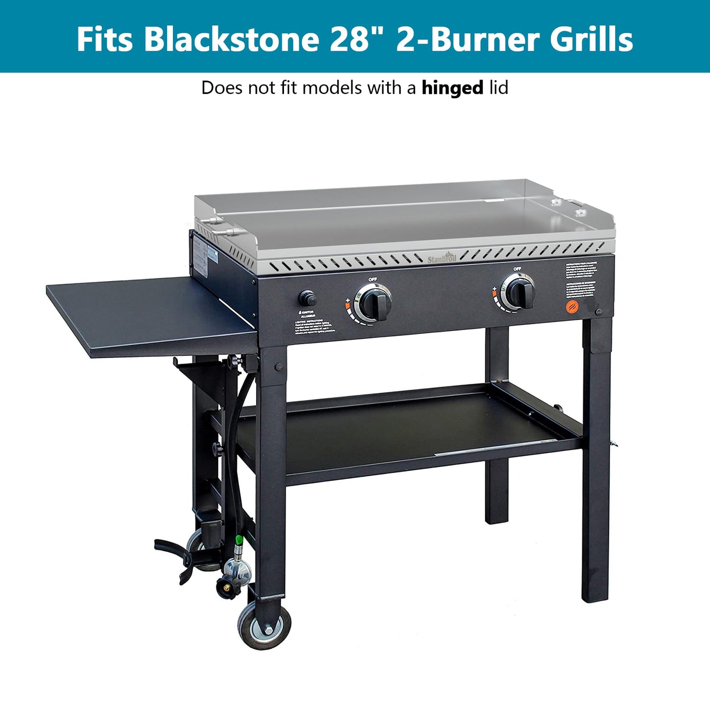 Stanbroil 28 inch Stainless Steel Flat Top Gas Grill Griddle Replacement for Blackstone 2-Burner Propane Fueled Grill Improved New Rear Grease Management System (Improved Version)