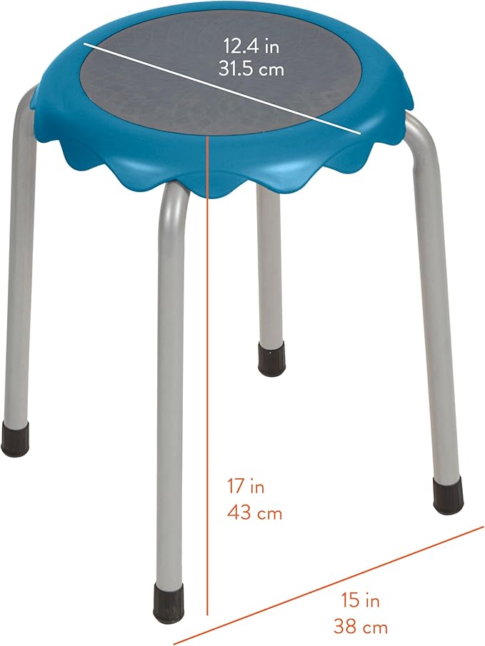 Back2School Express Blossom Stackable Stools, Flexible Seating, Blue, 8-Piece