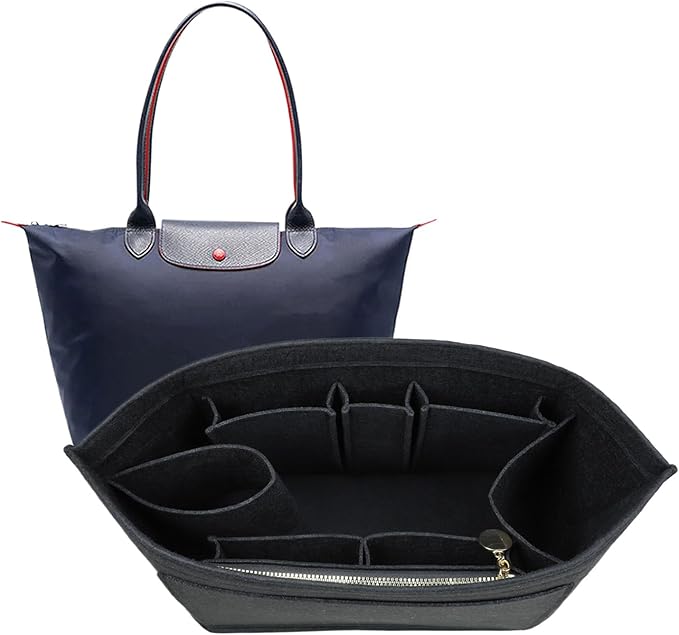Organizer Insert For Long Champ Le Pliage Purse organizer Premium Felt 1012-25black-S